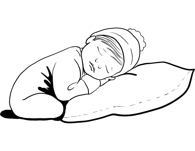 孩子睡在枕头上